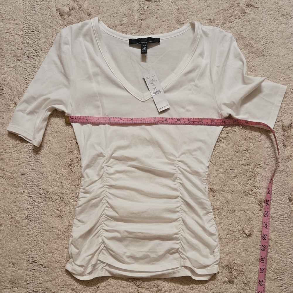 Elegant White V-Neck Ruched Top